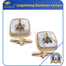 Masonic Two Part Metal Pearl Cufflink